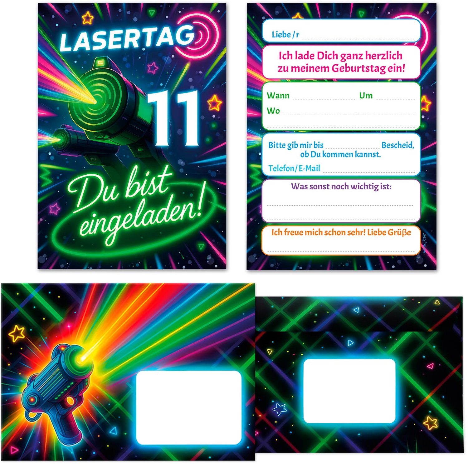Uitnodigingskaarten voor 11e Verjaardag - Set van 8