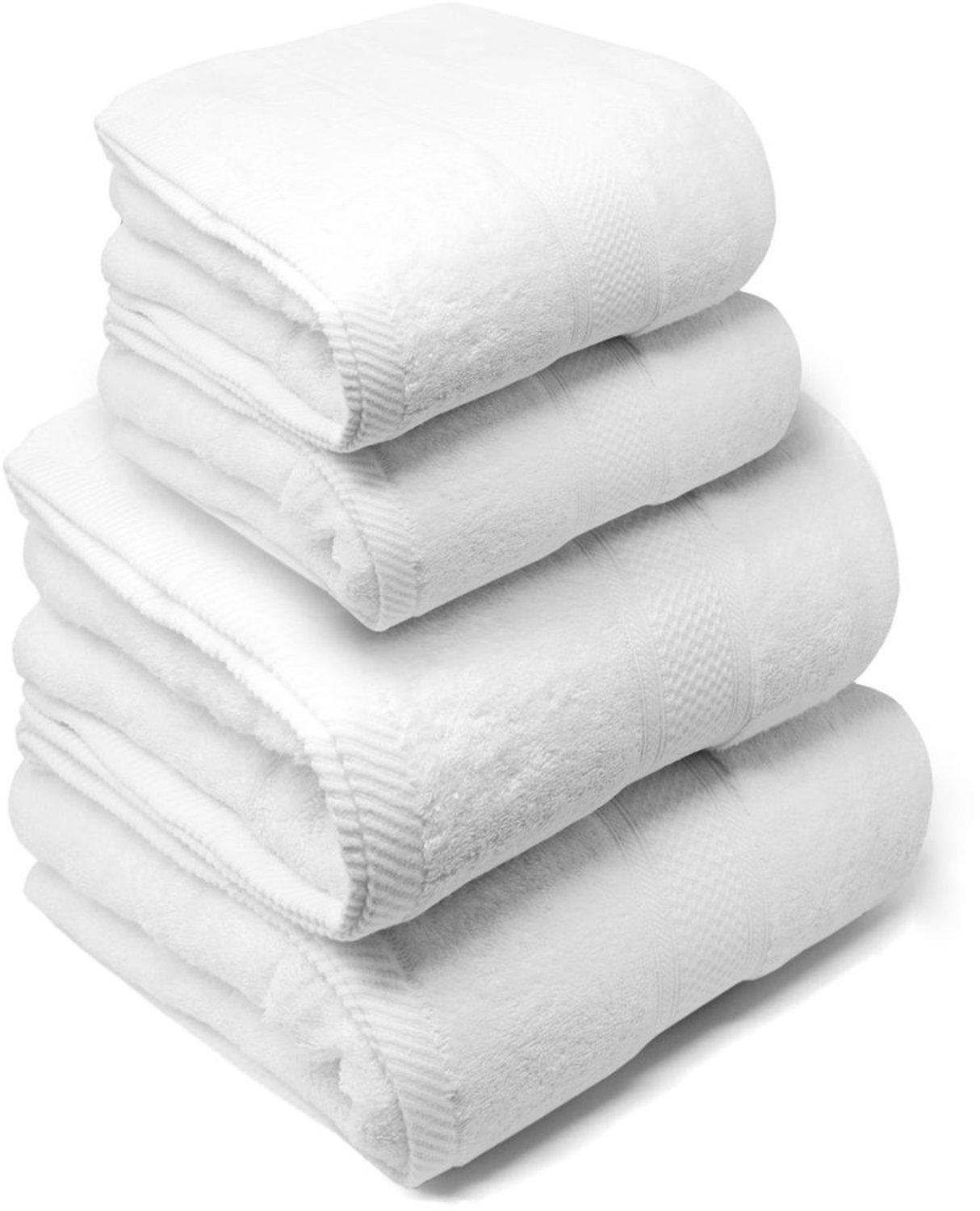 Bad- en Handdoekset - 100% Katoen, 4 Stuks, Wit