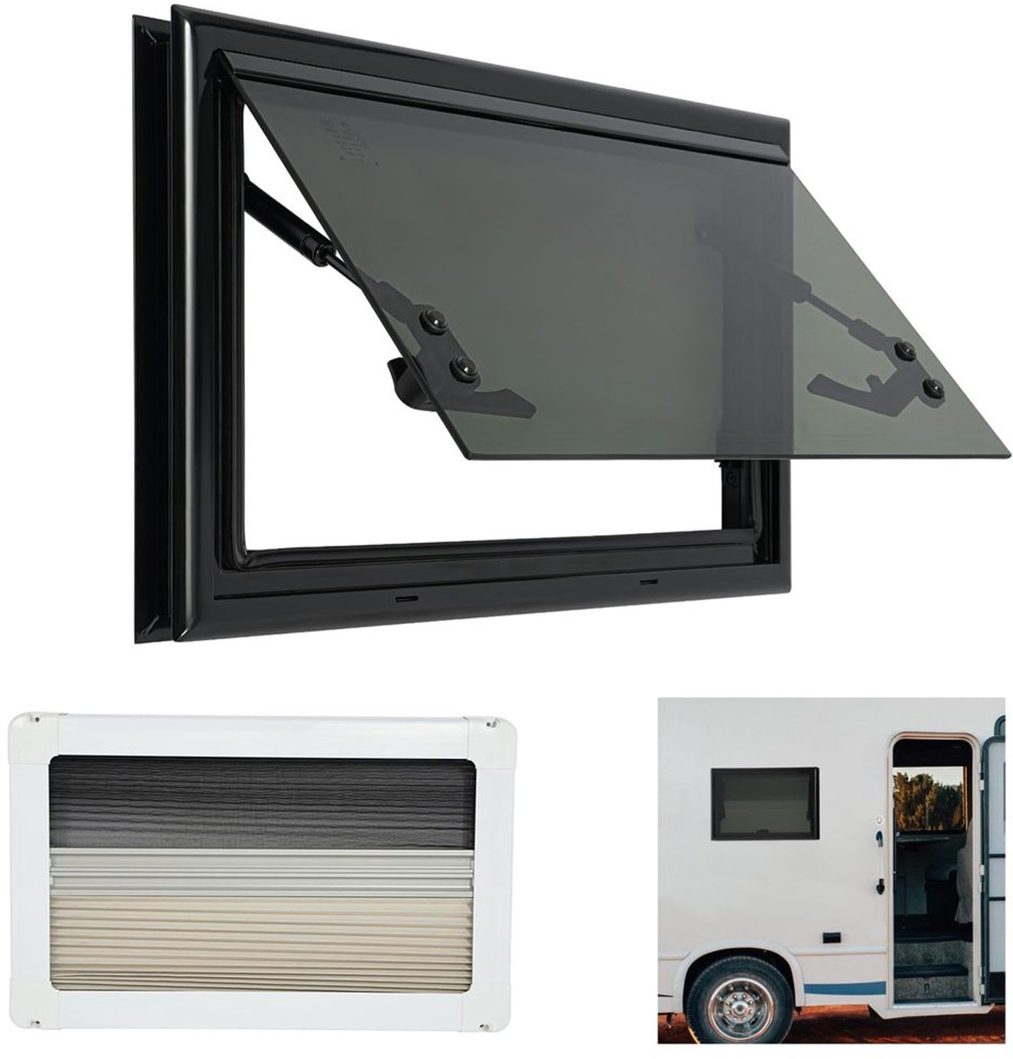 Uitbouwraam voor camper - Aluminium met blackoutzijde - 500 x 300 mm