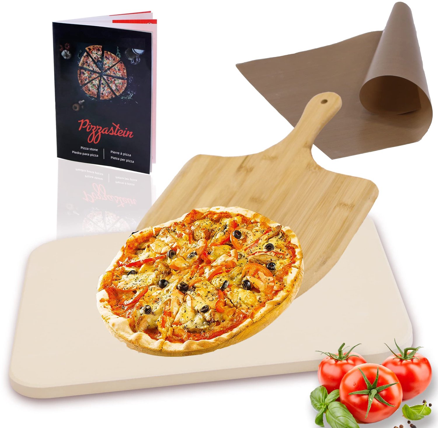 Set van 4 Pizzastenen voor Oven en Grill - Beige