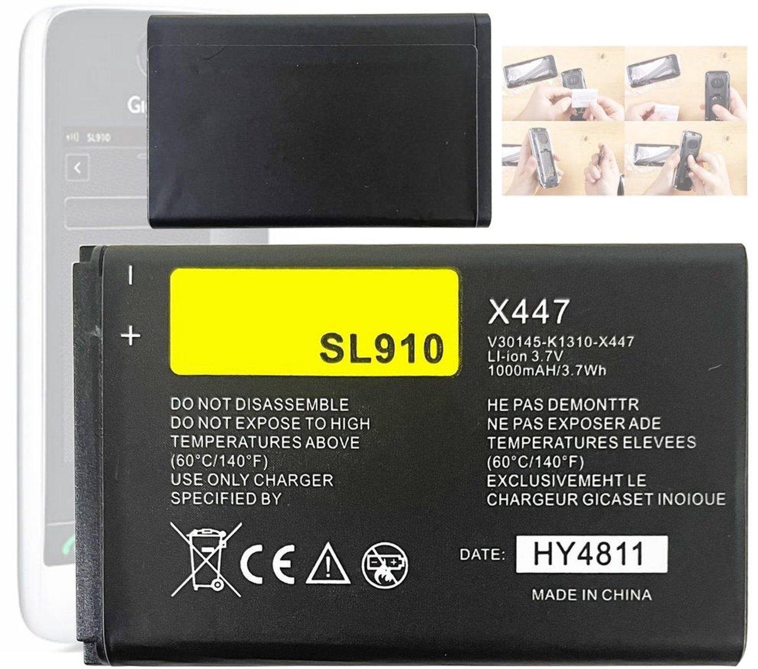 Vervangende Accu voor Siemens Gigaset SL910, SL910A, SL910H