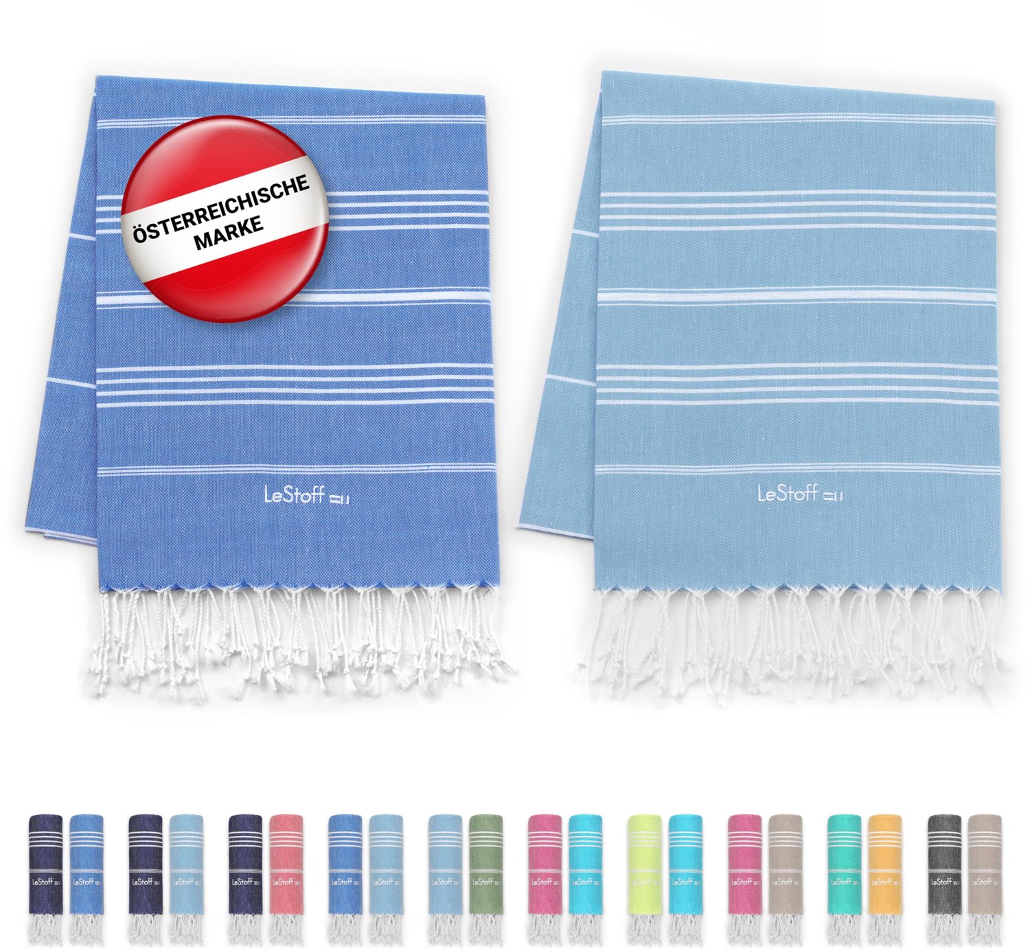 Set van 2 Hammam Handdoeken van 100% Biologisch Katoen, 95 x 180 cm
