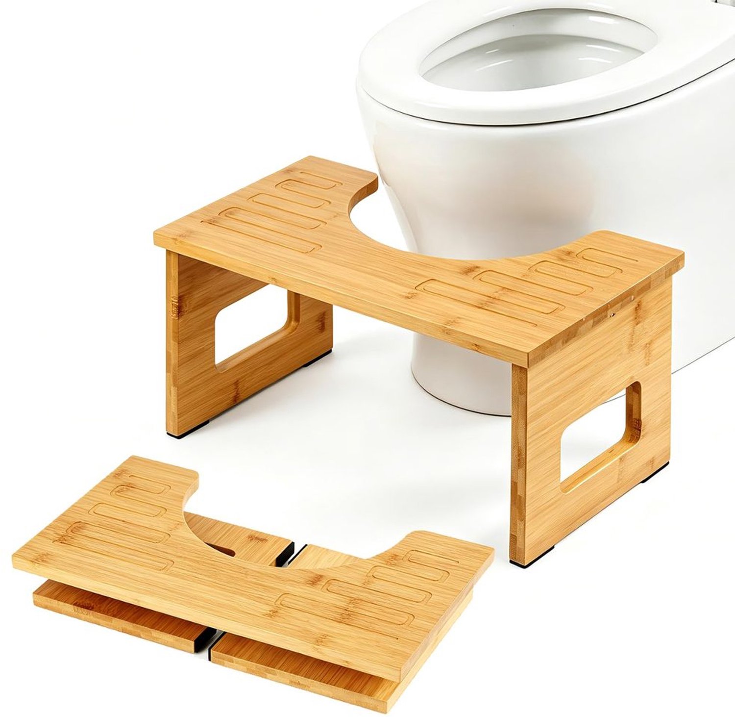 Ergonomische Bamboe Toiletkruk met Antislip Pads
