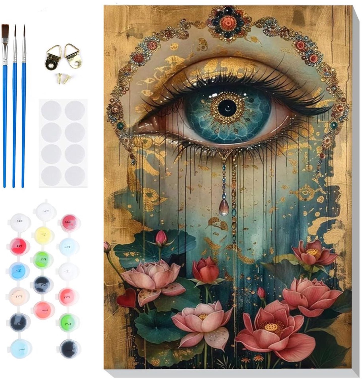 Schilderen op Nummer Kit met Oog en Lotus op Canvas