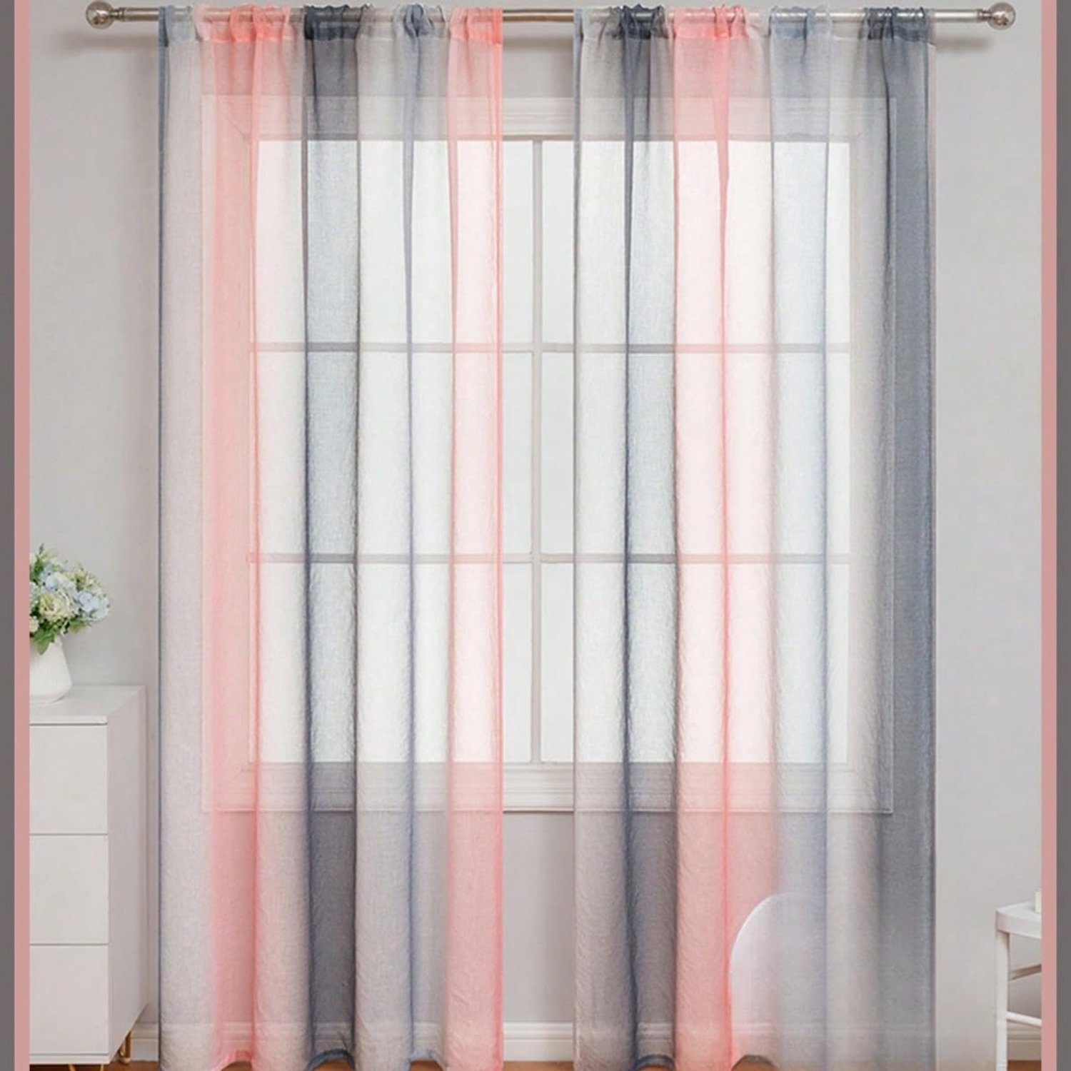 2-delige set halfdoorzichtige gordijnen, kleurverloop, 100x270 cm