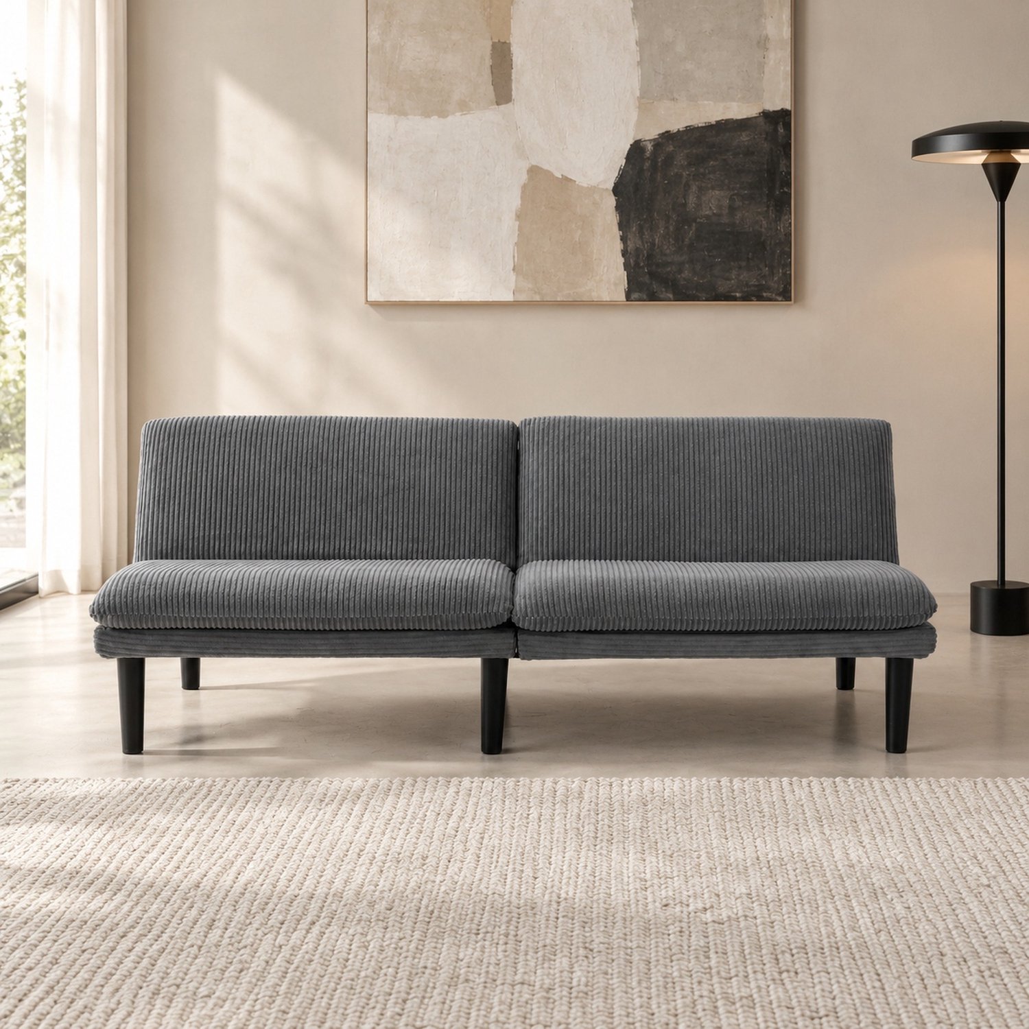 CHICFURN 2-zits slaapbank - Verstelbare rugleuning - Houten frame - Grijs