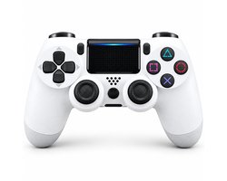 Draadloze Bluetooth gamecontroller - dubbele vibratie en 6-assige bewegingssensor - voor P4, pc, Android en iOS - wit