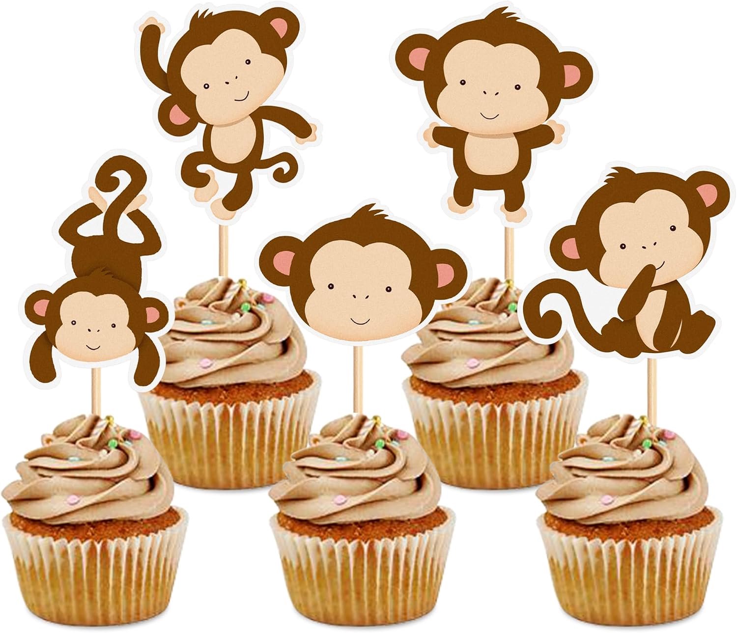 Cupcake toppers, 25 stuks, voor kinderfeest in jungle thema