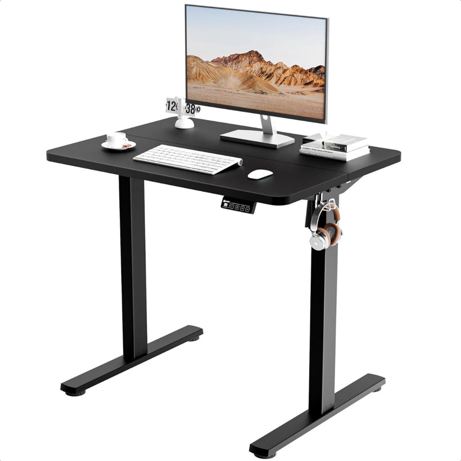 ApexArte® Zit Sta Bureau Elektrisch - Verstelbaar Hoekbureau - Game Bureau - 80x60cm - Zwart