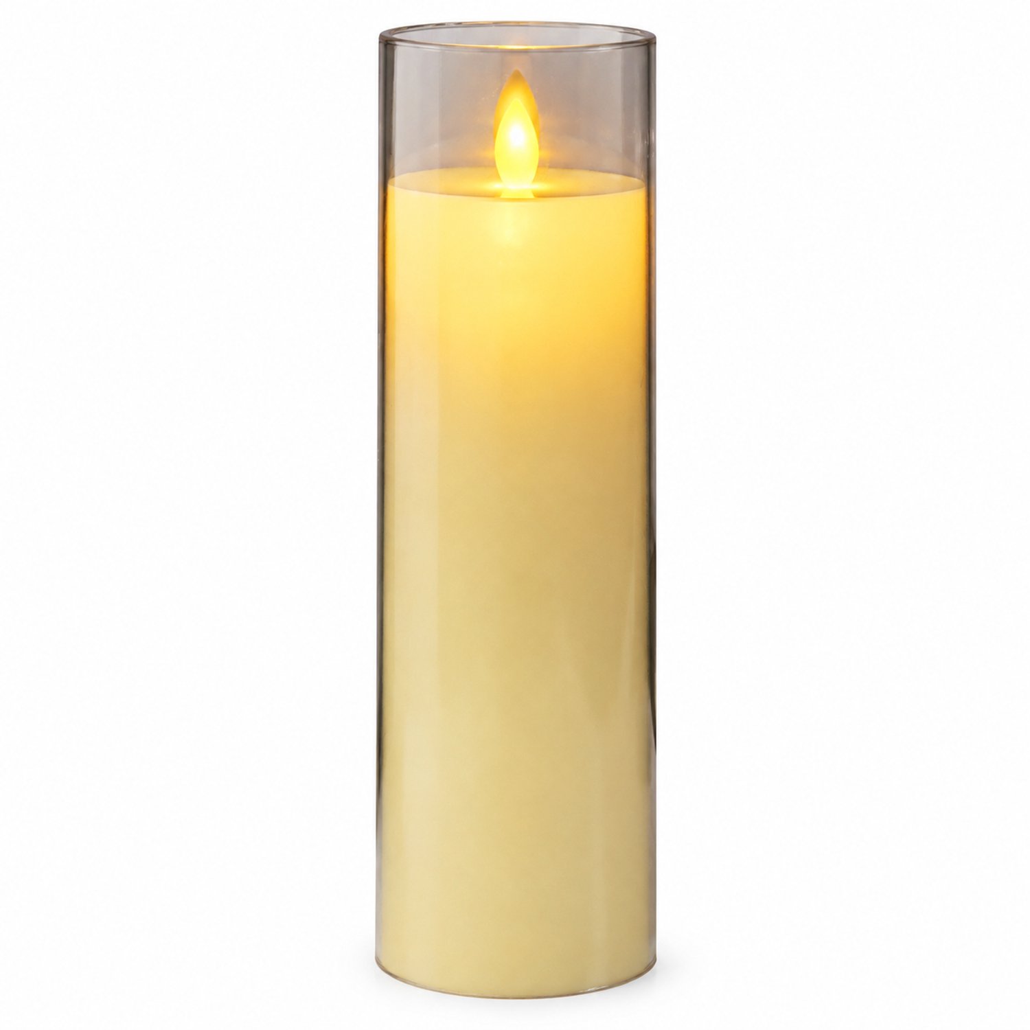 led kaarsen met bewegende vlam - ivoorkleurige uitvoering, 7,8 x 25 cm, warm licht en transparante kap voor kerst- en feestdecoratie