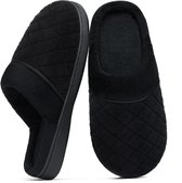 Homaxy - Sloffen – Zachte Huisslippers - Warme en comfortabele huisslippers - Warme winterslippers - zwart - 41 - Geschikt voor een voetlengte van 26cm