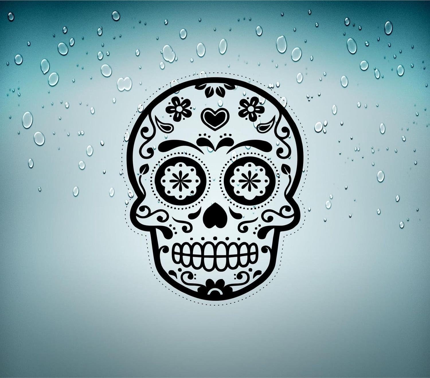 Sticker auto motorfiets tuning 10 x 8 cm - vinyl - skull sugar Mexicaanse tattoo - ideaal voor binnen en buiten - m-winkel