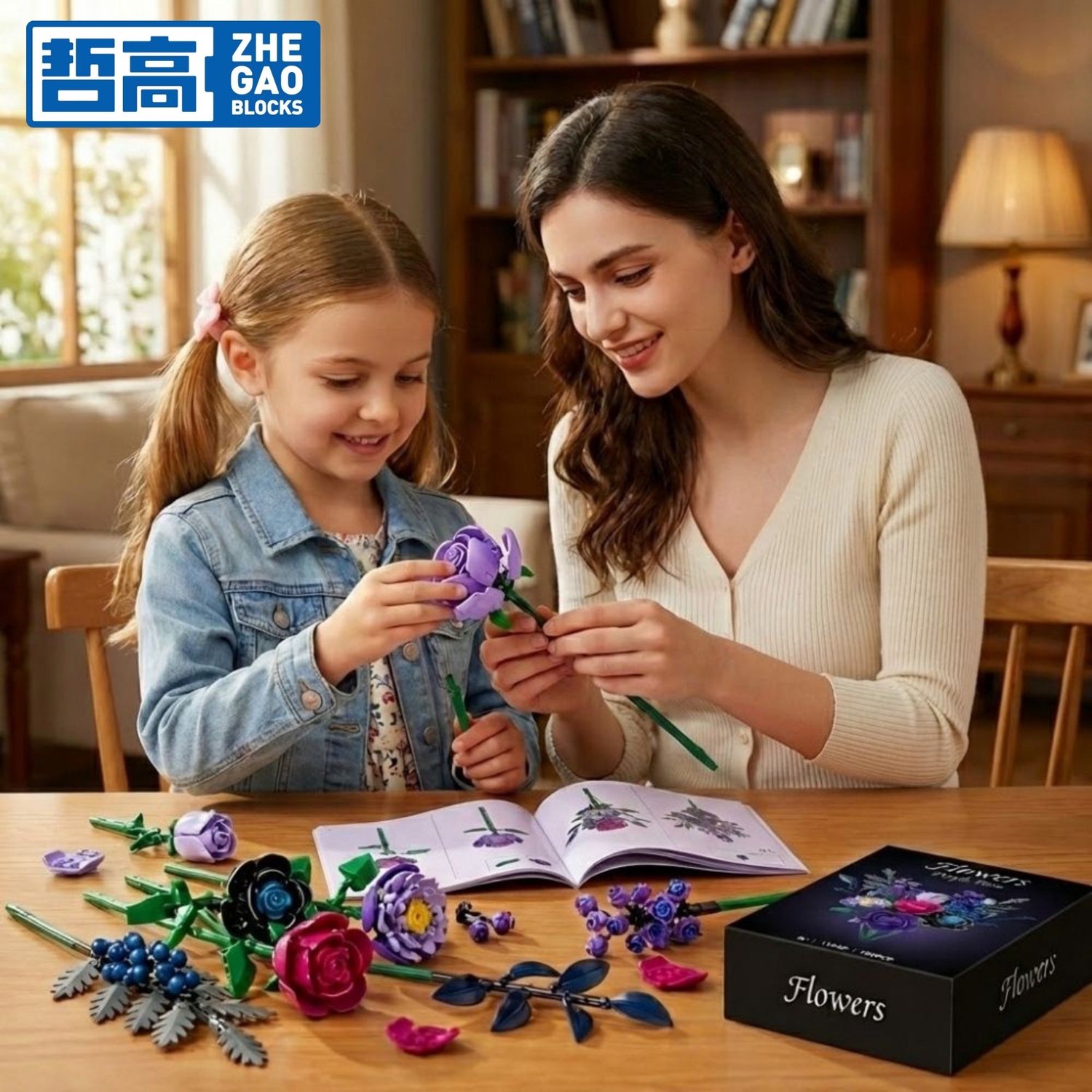 Zhe Gao 11542 Paarse Rozen BIoemen Boeket bouwset | Botanical Flowers Collection 2026 modelbouw | Classic Creator speelgoed bouwpakketten voor volwassenen & kinderen | kunstbloemen niet geschikt voor lego | bouwdoos met 759 bouwstenen — afbeelding 12
