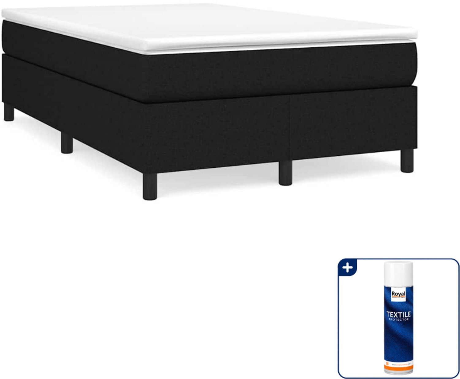 vidaXL boxspring bed - 120 x 200 cm - stof - zwart - Inclusief textielbeschermer 500 ml