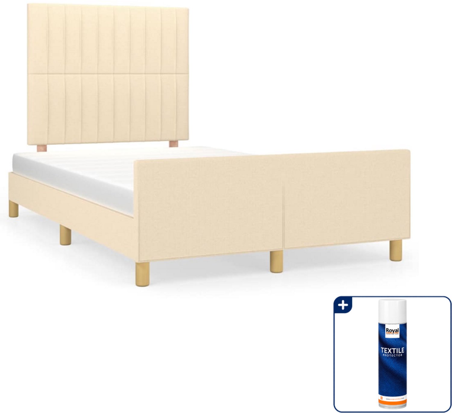 vidaXL bedframe 120 x 200 cm - stof - crèmekleurig - Inclusief textielbeschermer 500 ml