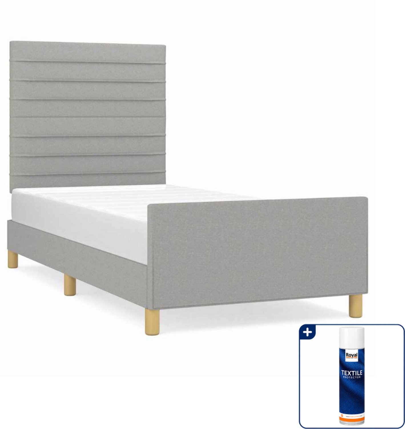 vidaXL bedframe 90 x 200 cm - stof - lichtgrijs - Inclusief textielbeschermer 500 ml