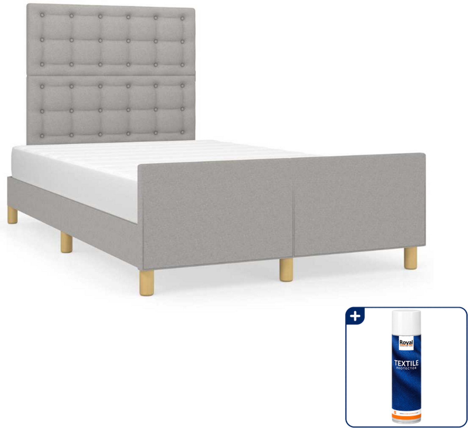 vidaXL bedframe - 120 x 200 cm - stof - lichtgrijs - Inclusief textielbeschermer 500 ml
