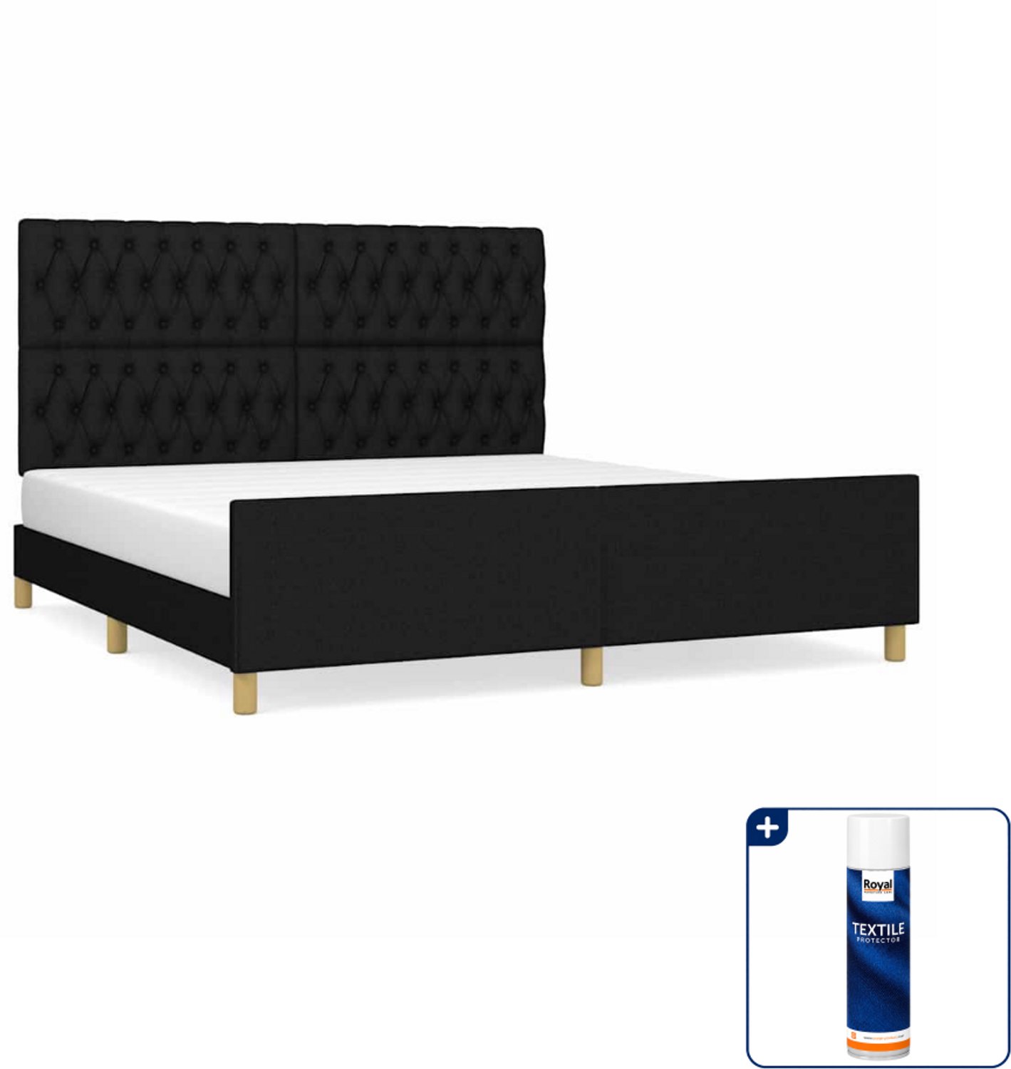 vidaXL bedframe Kingsize - 180 x 200 cm - zwart - Inclusief textielbeschermer 500 ml