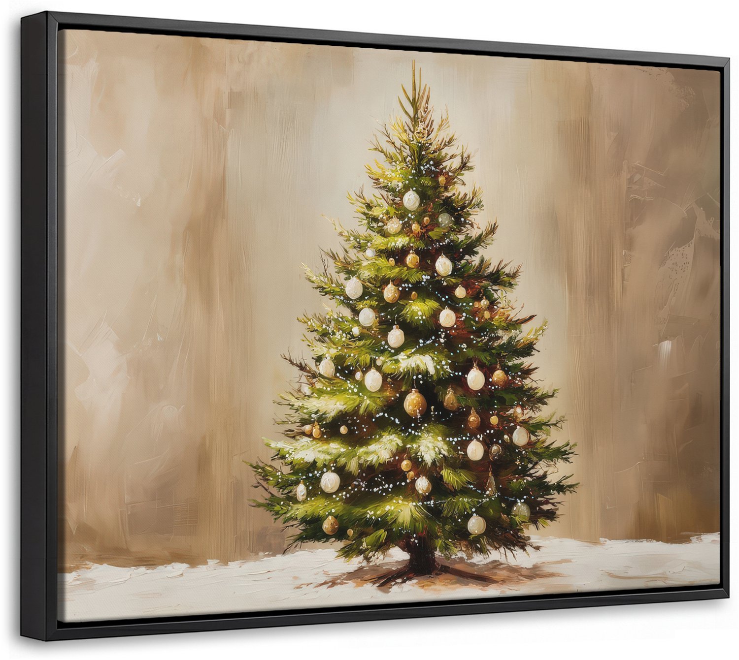 Canvas Schilderij met Baklijst 40x30cm - Kerst - Sfeer - Groen - Muurdecoratie woonkamer - Slaapkamer decoratie - Kamer accessoires - Schilderijen op canvas met lijst