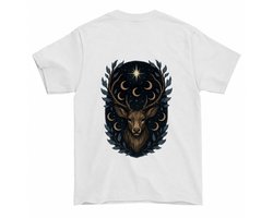 Hert Shirt – Mystieke Hert met Sterren en Maan – Unisex T-Shirt voor Dames & Heren – Origineel Cadeau