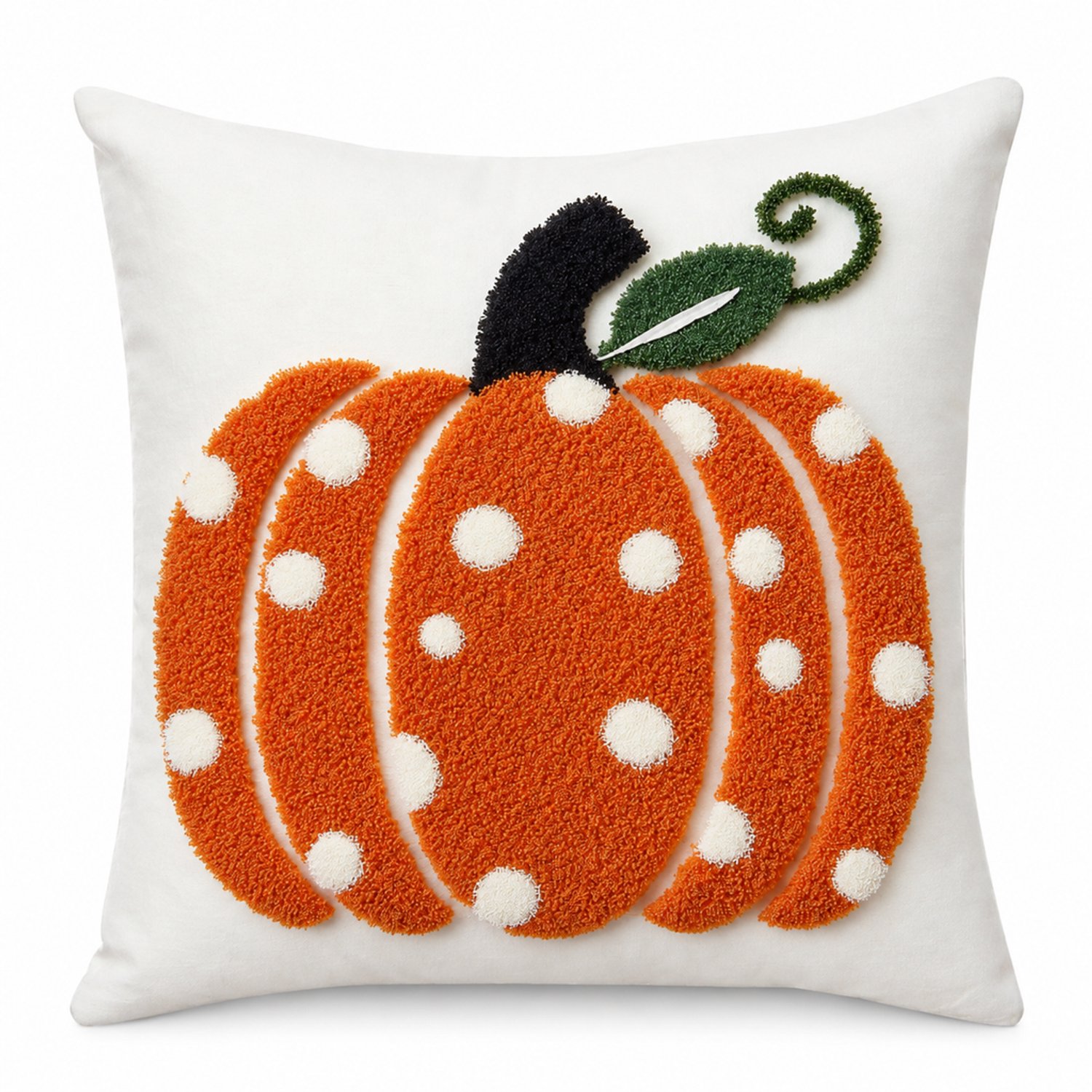 SWGOTA Linnen sierkussenhoes 45 x 45 cm met oranje pompoen en witte stippen - Vierkante decoratie voor bank en bed