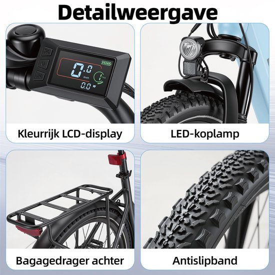 BEKUP V28 E-bike - 75km actieradius - 36V 14.5Ah accu - Topsnelheid 25 km/u - Blauw — afbeelding 2