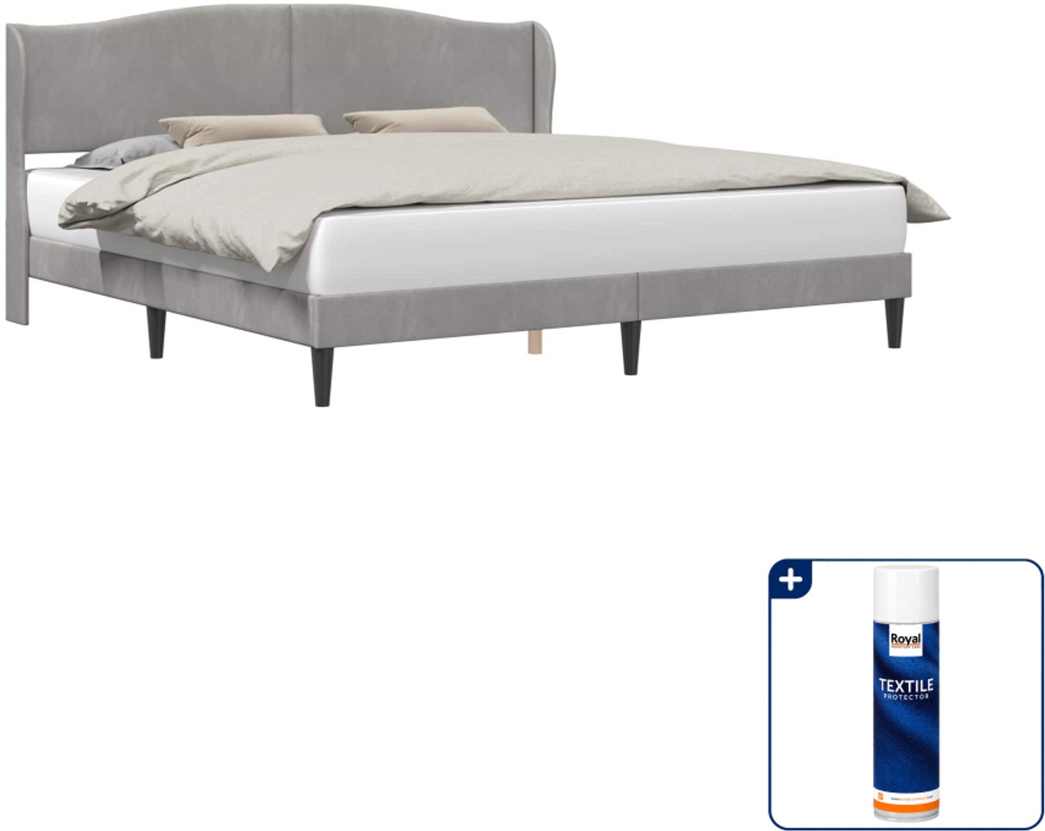 vidaXL Bedframe - 200 x 200 cm - lichtgrijs - Inclusief textielbeschermer 500 ml