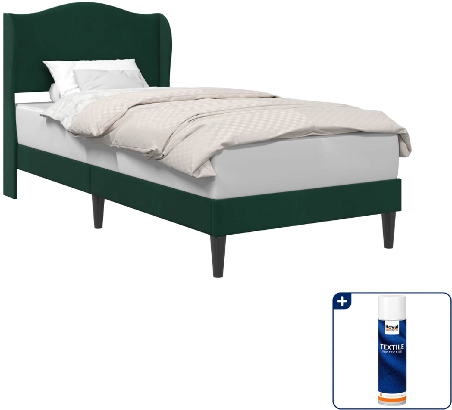 vidaXL Bedframe - 90 x 190 cm - fluweel - donkergroen - Inclusief textielbeschermer 500 ml