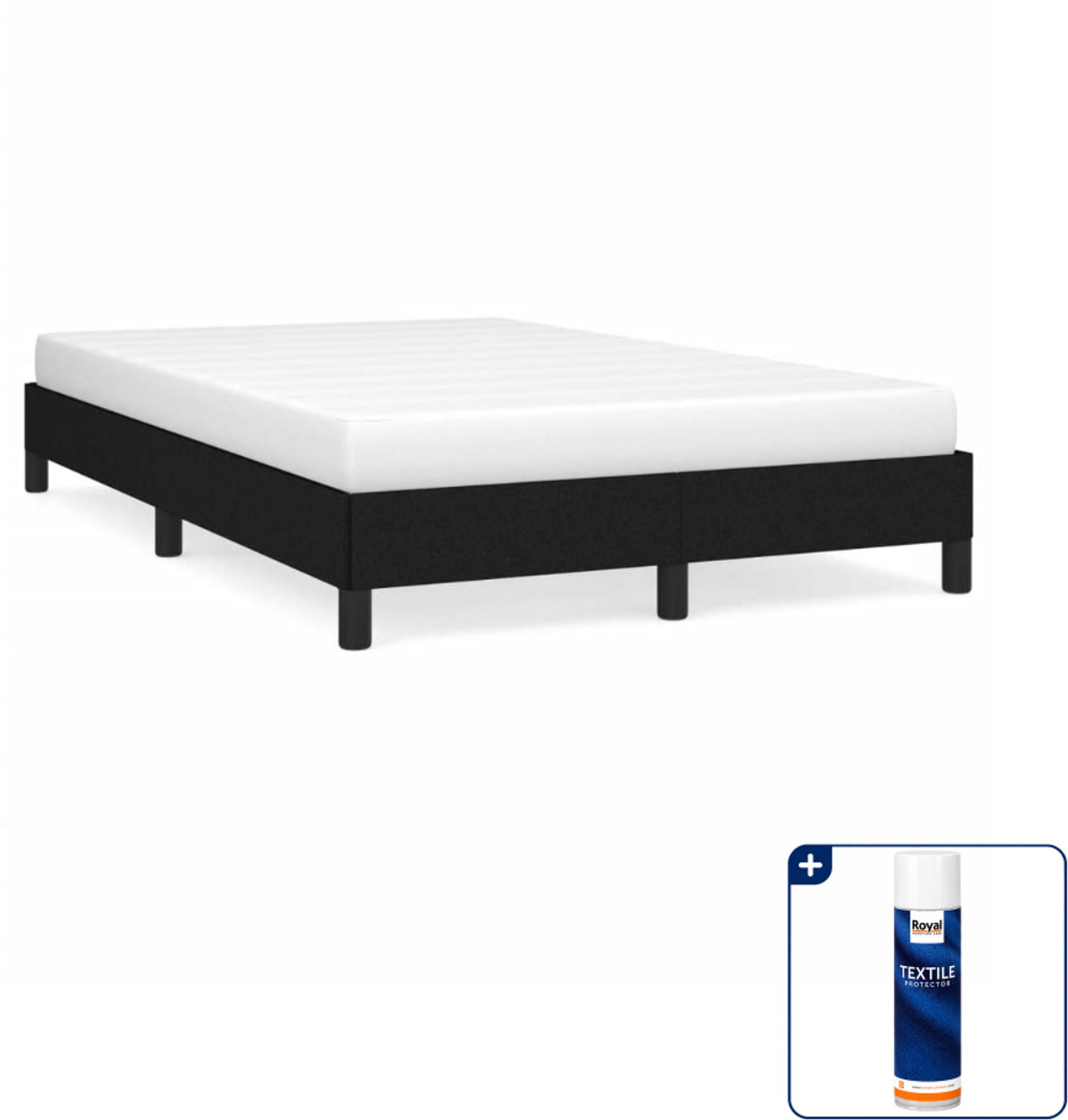 vidaXL Bedframe - 120 x 190 cm - stof - zwart - Inclusief textielbeschermer 500 ml