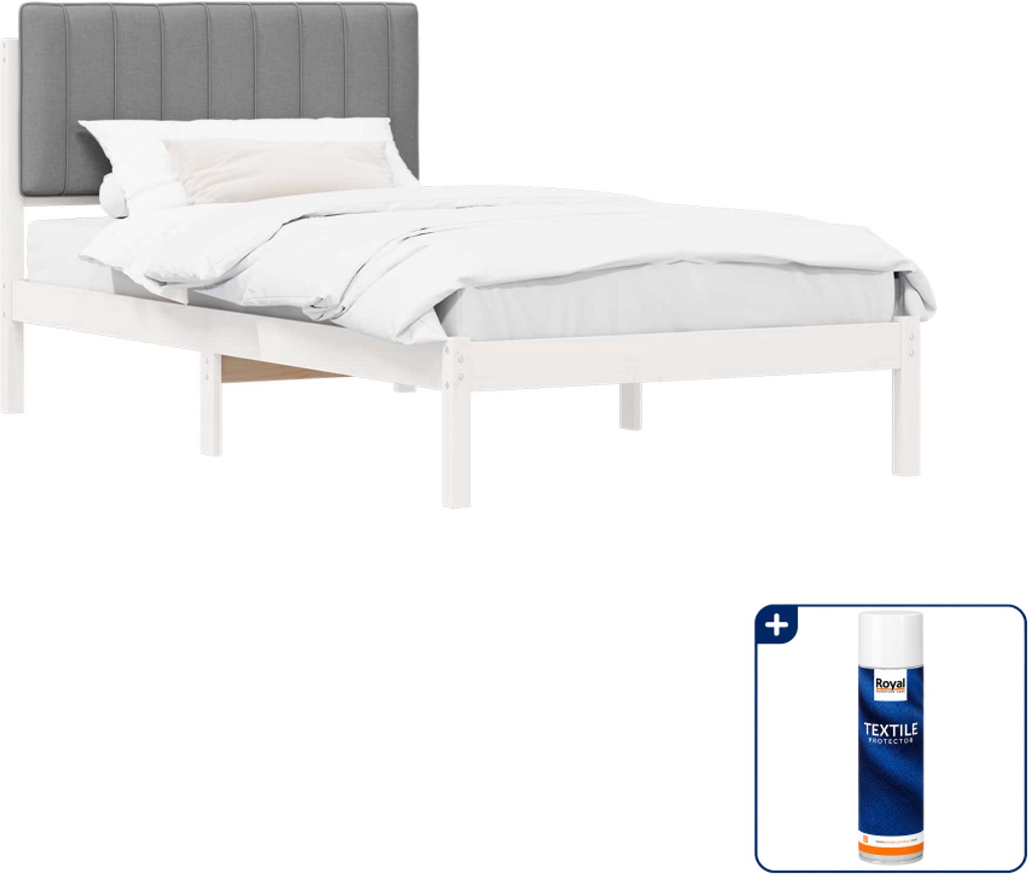 vidaXL bedframe - 100 x 200 cm - lichtgrijs - Inclusief textielbeschermer 500 ml