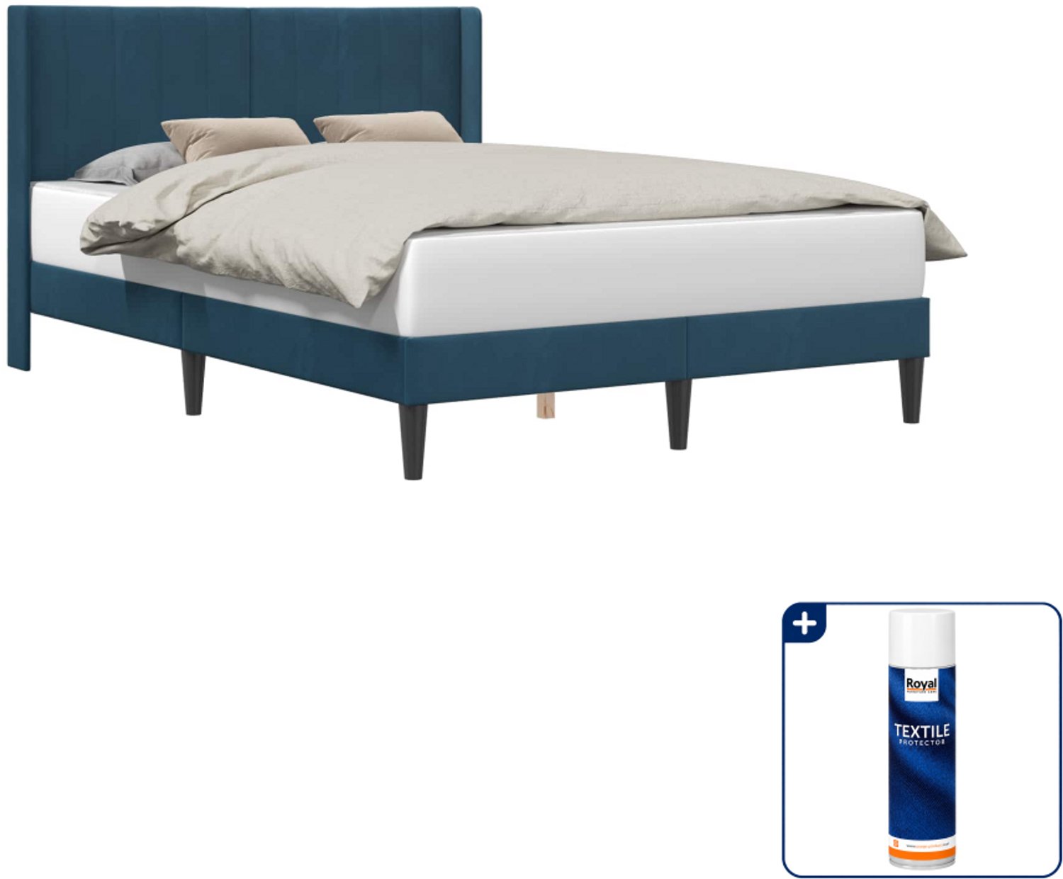 vidaXL Bedframe Small double - 140 x 200 cm - blauw - Inclusief textielbeschermer 500 ml