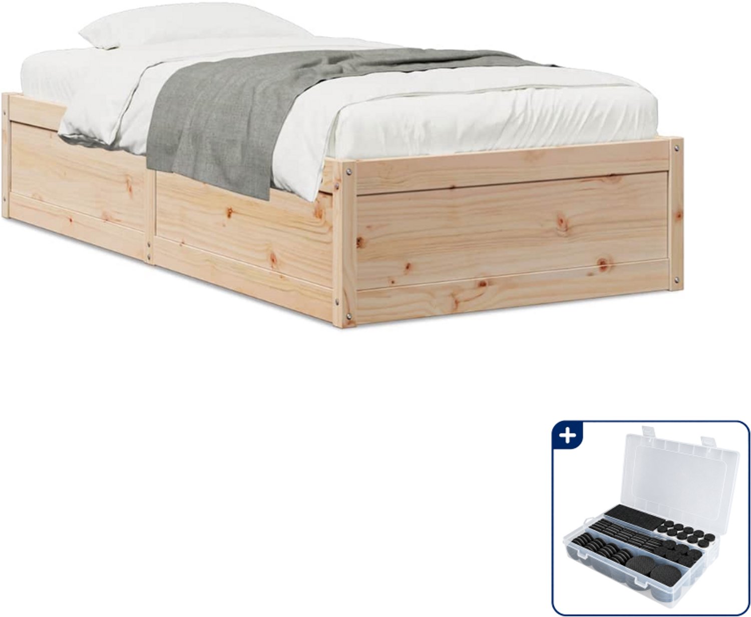 vidaXL bedframe - 75 x 190 cm - massief grenenhout - Inclusief antikrasvilt 177-delig Bruin