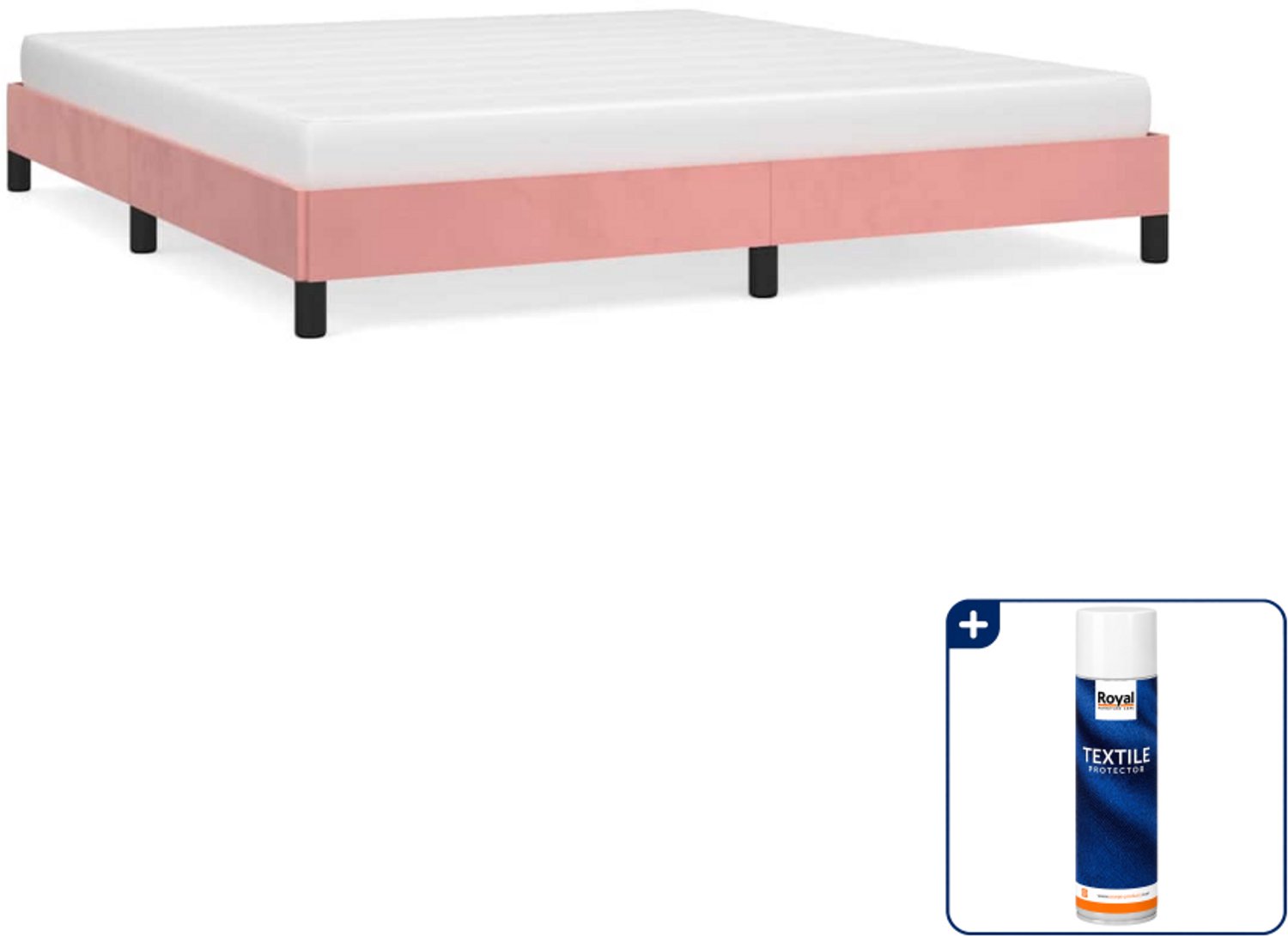 vidaXL Bedframe Queensize - 160 x 200 cm - fluweel - roze - Inclusief textielbeschermer 500 ml