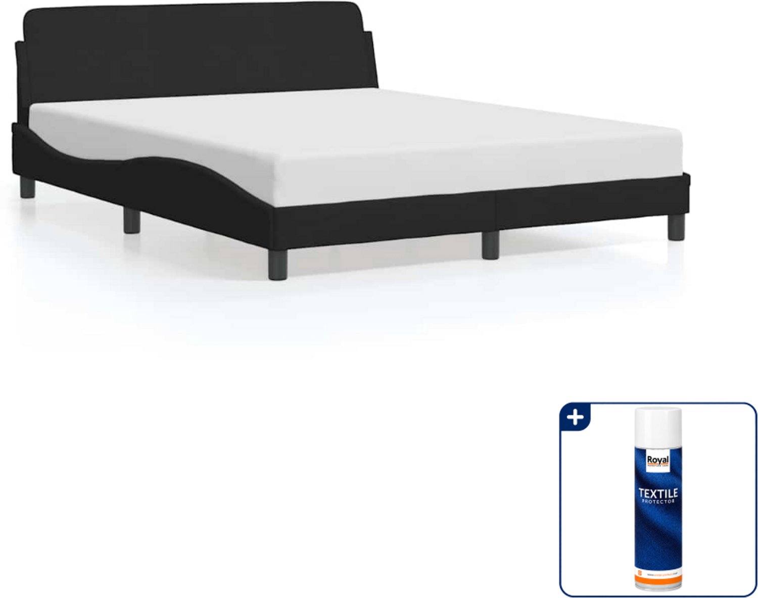 vidaXL Bedframe Dover Queensize 160 x 200 cm - fluweel - zwart - Inclusief textielbeschermer 500 ml