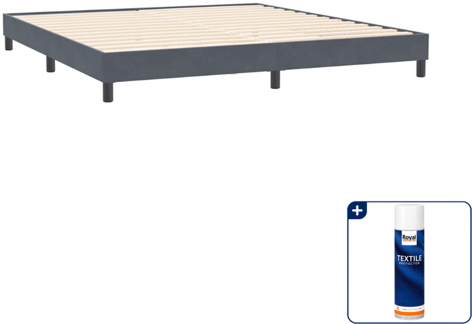 vidaXL Bedframe 200 x 220 cm - fluweel - donkergrijs - Inclusief textielbeschermer 500 ml