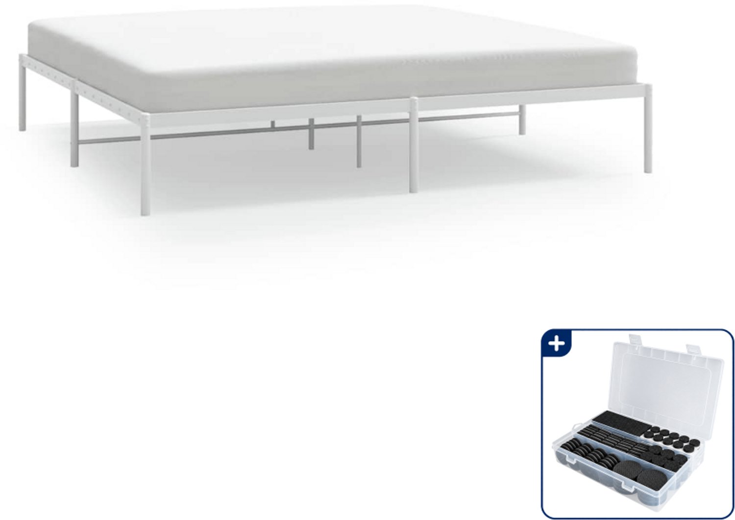 vidaXL bedframe - Kingsize - 180 x 200 cm - wit - Inclusief antikrasvilt 177-delig