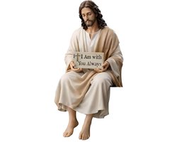 Jezus beeld - Handbeschilderd - Met geloofspreuk