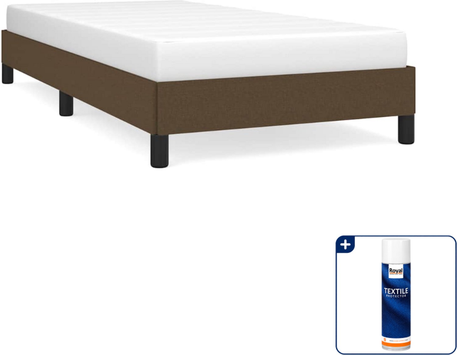 vidaXL bedframe 90 x 200 cm - stof - donkerbruin - Inclusief textielbeschermer 500 ml