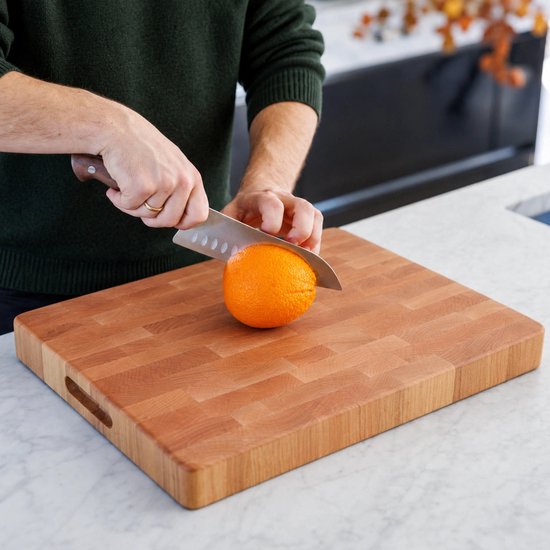 SOPHIOR Houten Snijplank Esdoorn Kopshout - Hakblok 45x35x4 cm - Met Handvaten — cadeau in Kookcadeaus - foto 5