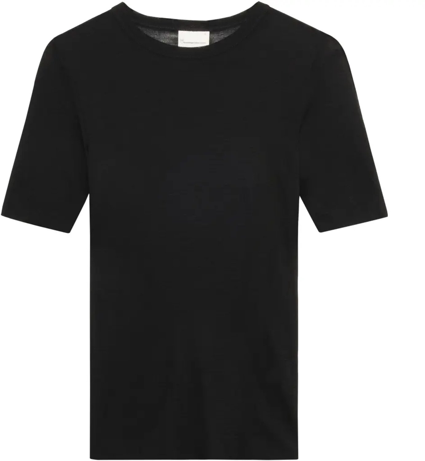 Merinowollen Rib T-shirt Dames KnowledgeCotton Apparel Zwart