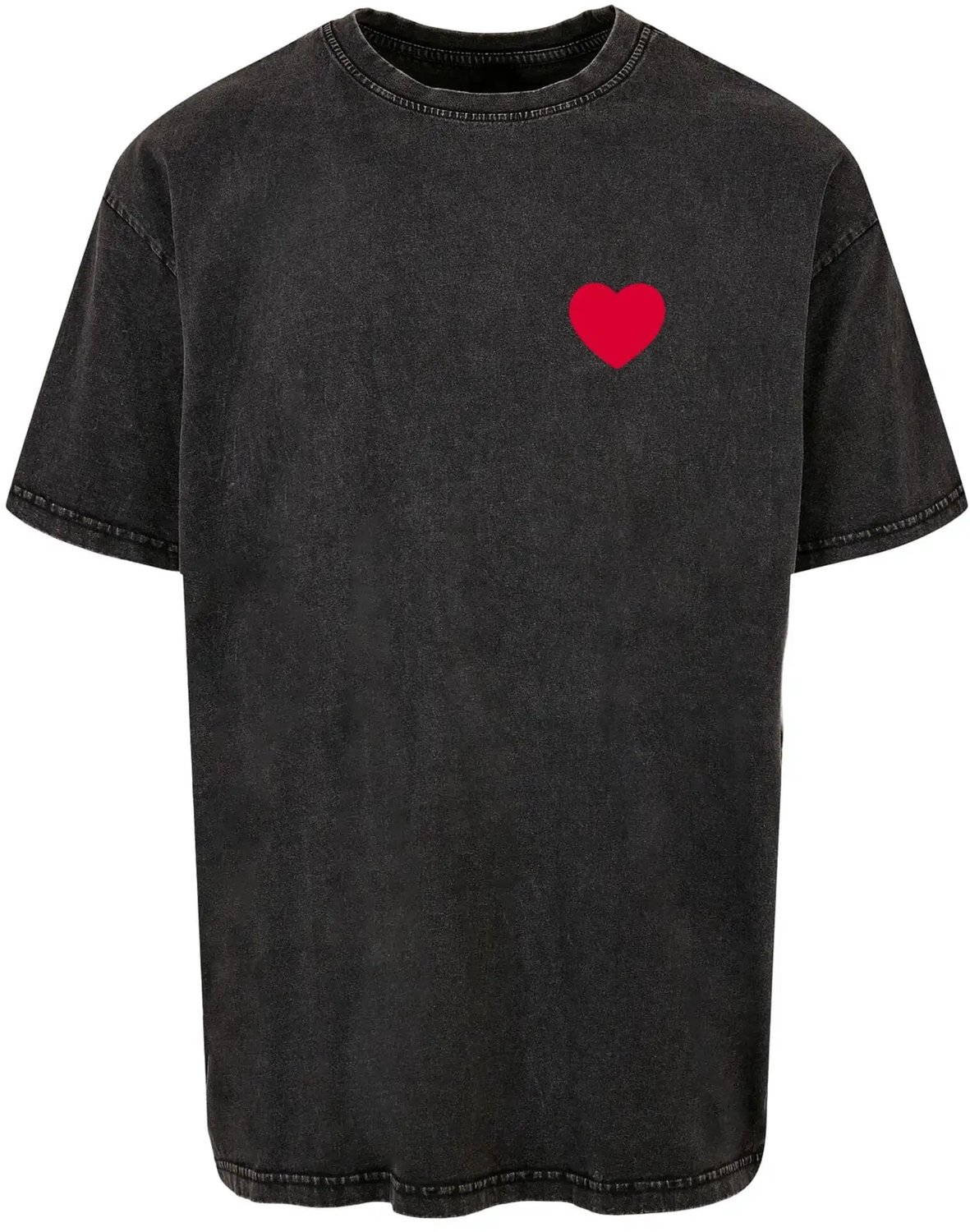 Oversized T-shirt Mister Tee Heart Acid Washed Heavy Zwart