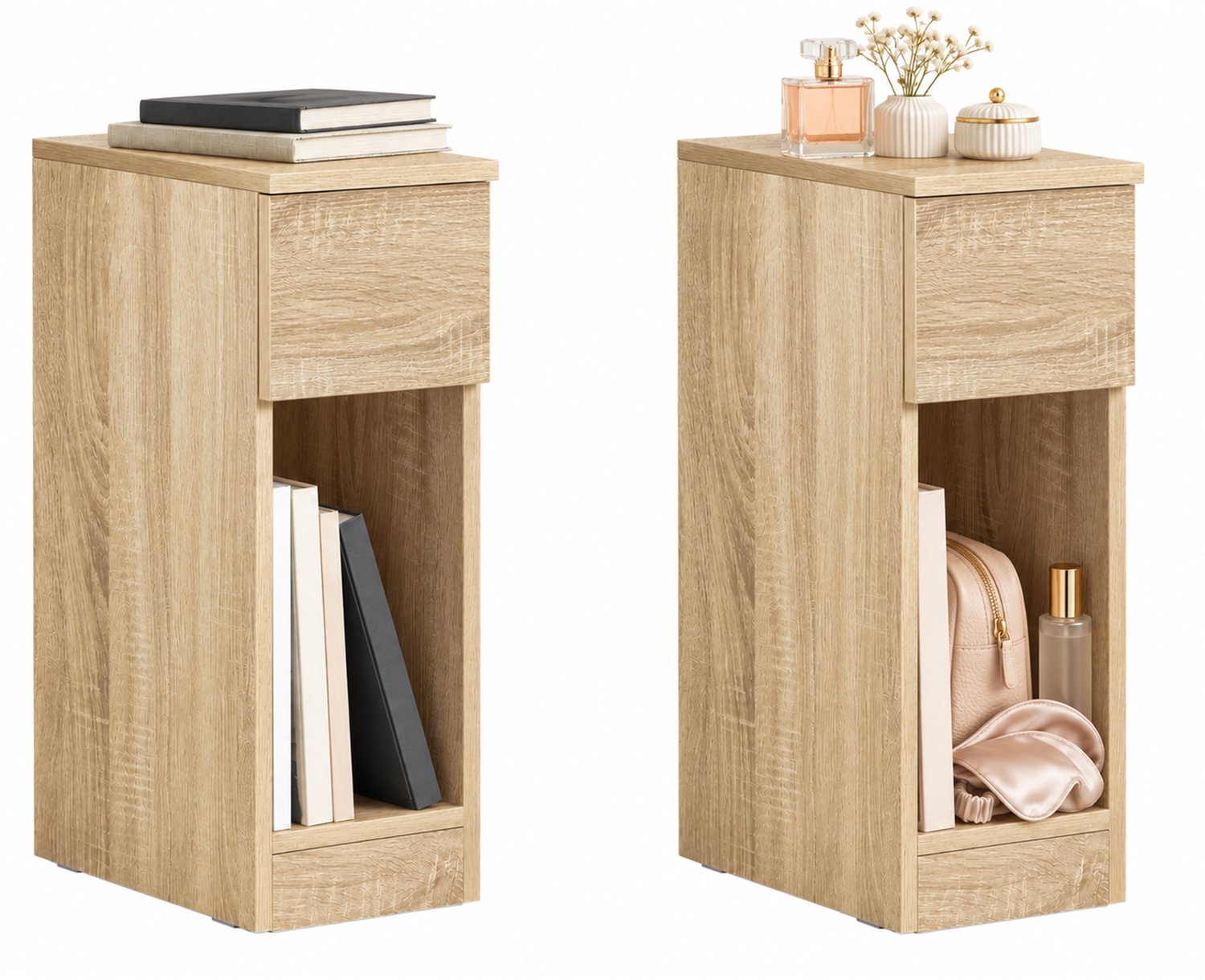 SoBuy FBT111-Nx2 20cm Smal Nachtkastjes Set van 2 - 20 x 35 x 60 cm - Naturel