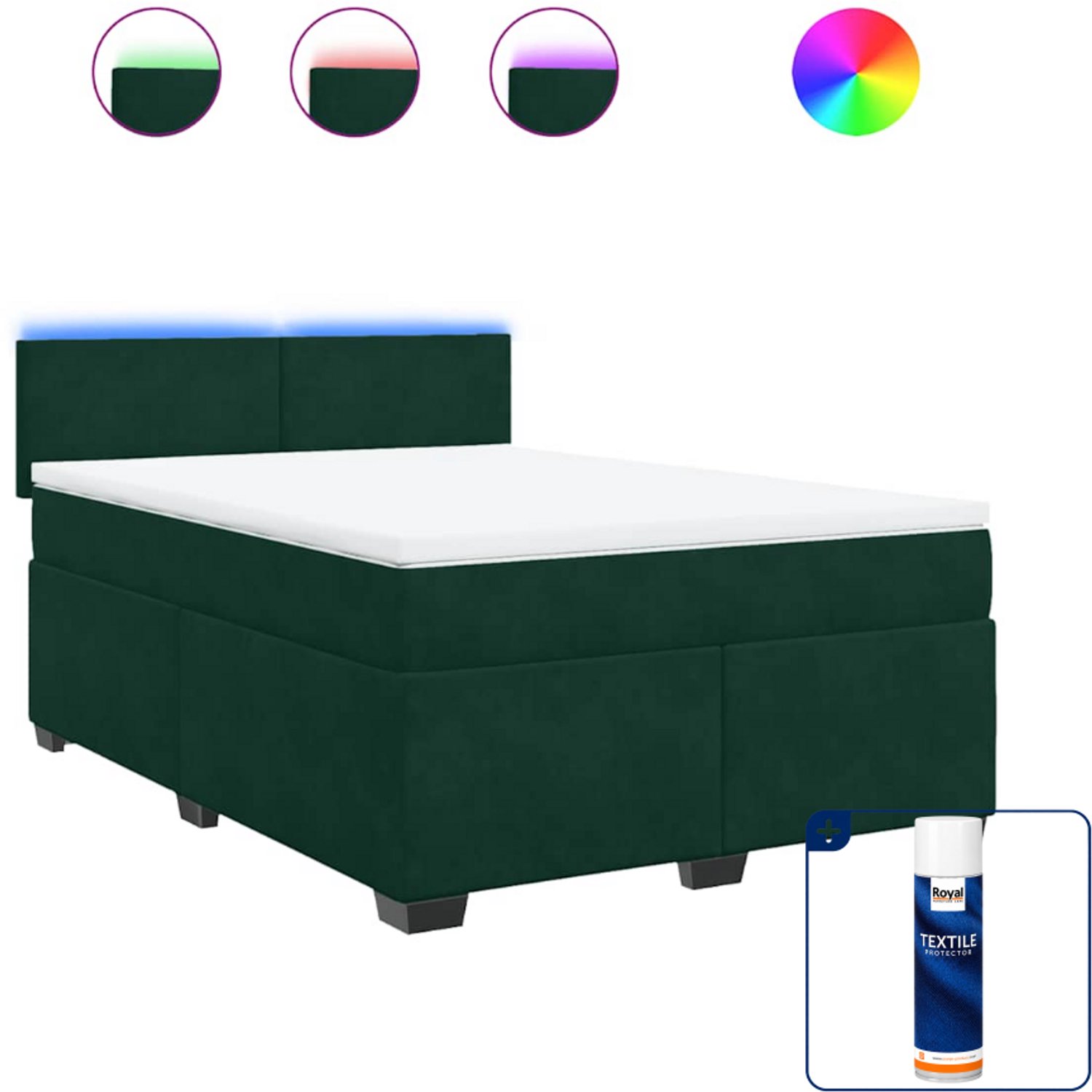 vidaXL Queensize boxspring met matras - 160 x 200 cm - donkergroen - Inclusief textielbeschermer 500 ml