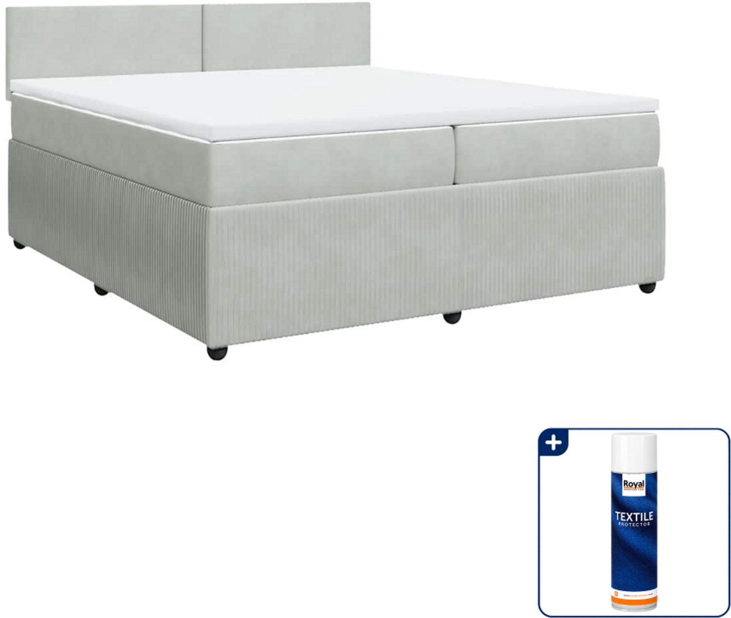 vidaXL boxspring met matras - super kingsize - 200 x 200 cm - fluweel - Inclusief textielbeschermer 500 ml Grijs