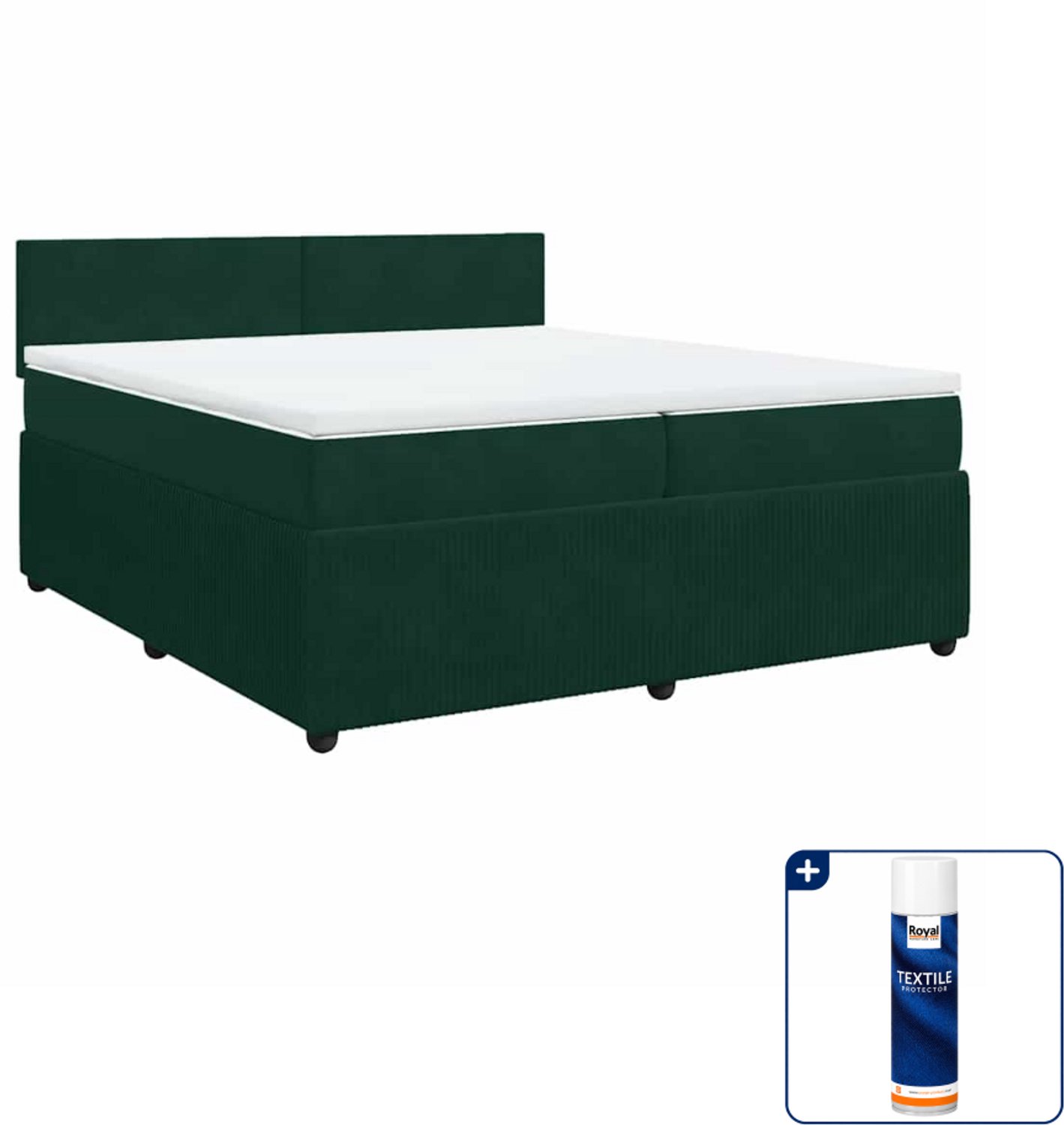 vidaXL Boxspring - Super kingsize - 200 x 200 cm - donkergroen - Inclusief textielbeschermer 500 ml
