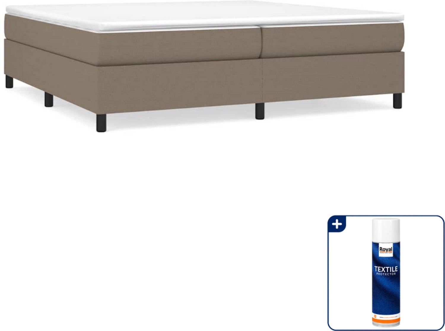 vidaXL boxspring met matras - 200 x 200 cm - stof - taupe - Inclusief textielbeschermer 500 ml