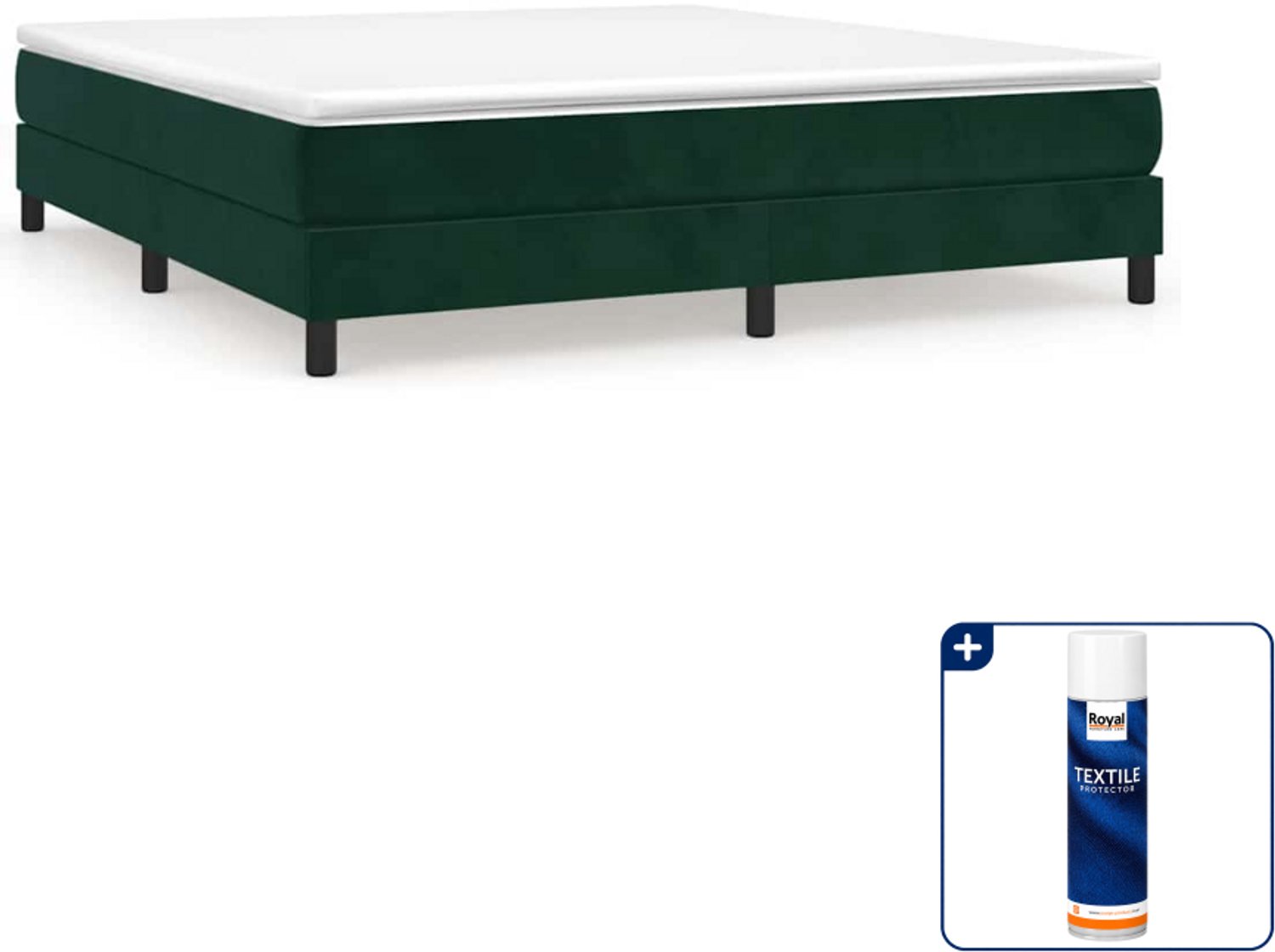 vidaXL boxspring met matras - Queensize - 160 x 200 cm - donkergroen - Inclusief textielbeschermer 500 ml