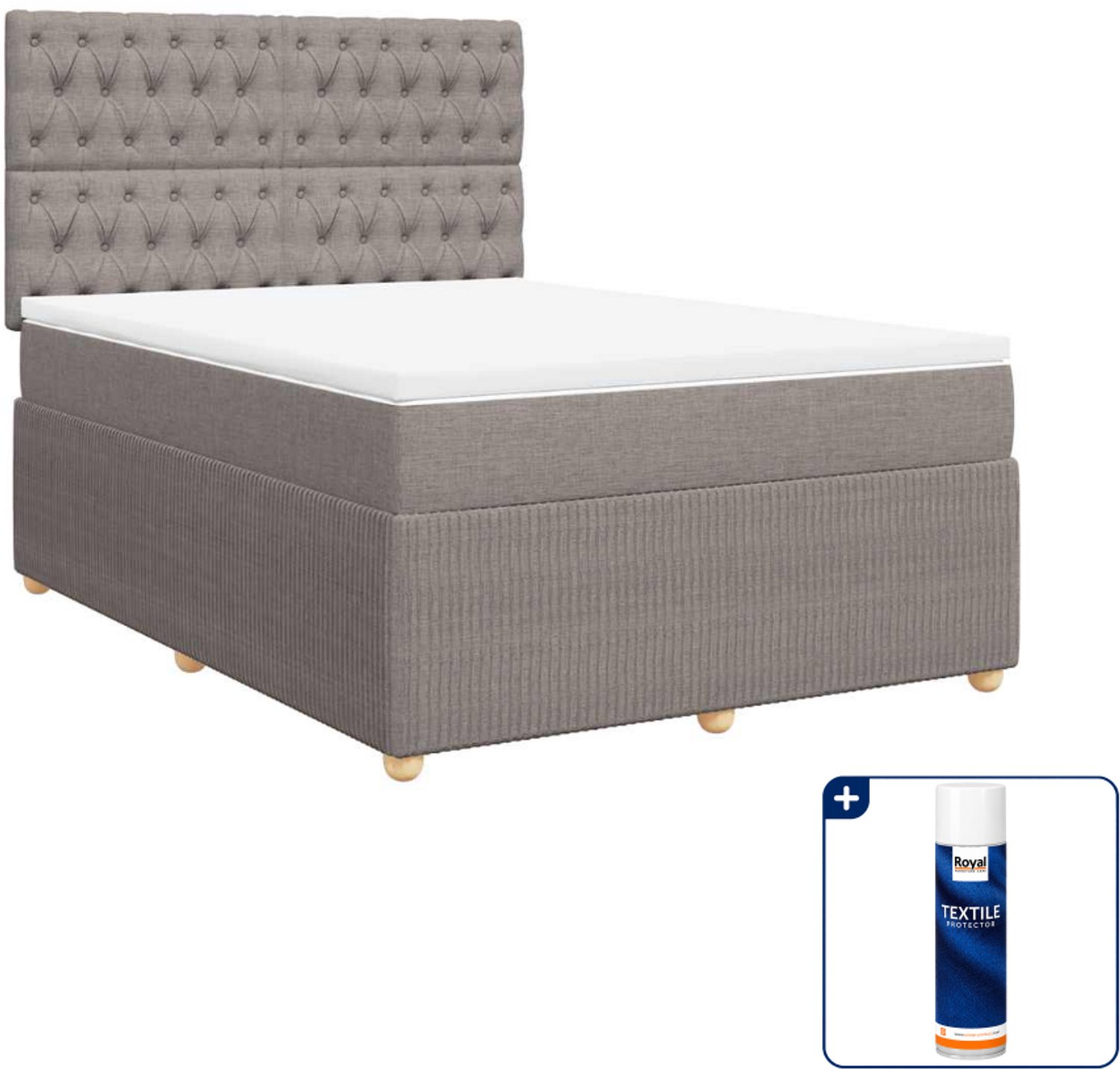 vidaXL Queensize boxspring met matras - 160 x 200 cm - taupe - Inclusief textielbeschermer 500 ml