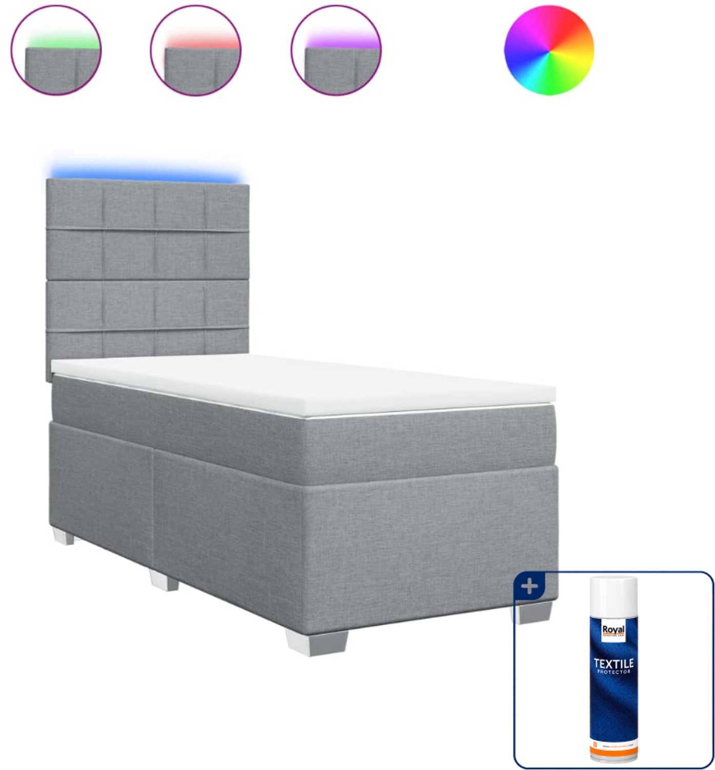 vidaXL boxspring met matras - 80 x 200 cm - lichtgrijs - Inclusief textielbeschermer 500 ml