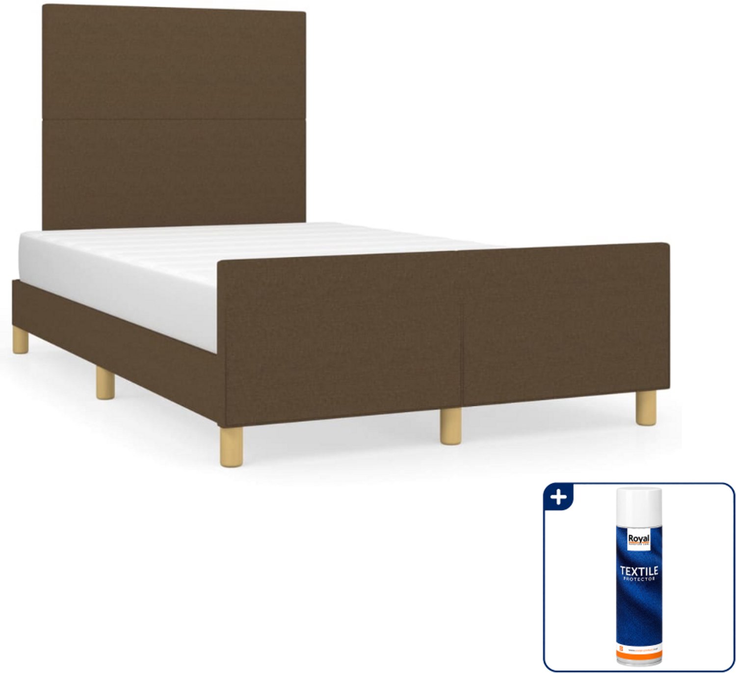 vidaXL bedframe - 120 x 190 cm - stof - donkerbruin - Inclusief textielbeschermer 500 ml